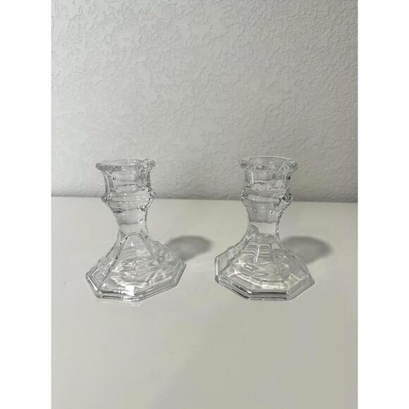 Clear Glass Candleholders 4”, Set Of 2 - Picture 4 of 4